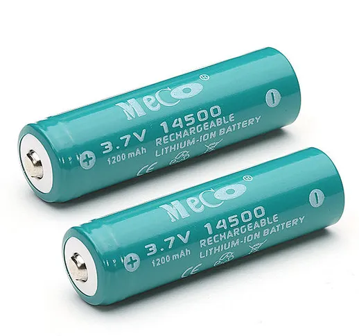 2 pezzi MECO 3.7V 1200mAh ricaricabile 14500 Li-ion Batteria