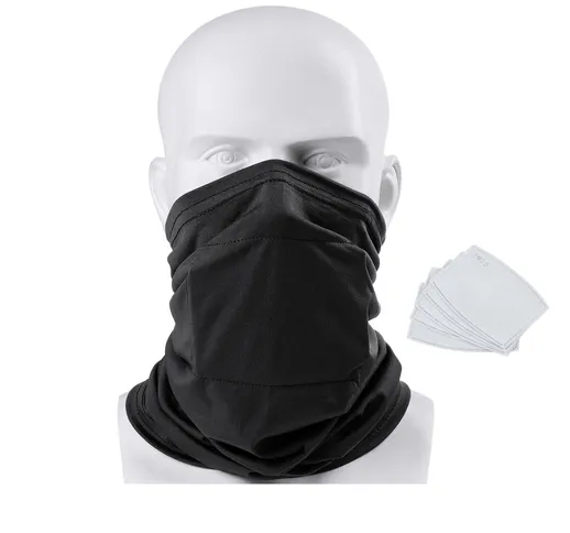 Viso per adulti Maschera con 5 pezzi PM2.5 Filtri Sciarpa a tubo Testa di bandana Moto mul...