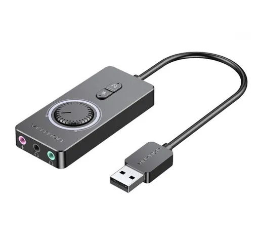 Scheda audio esterna USB Vention per adattatore audio da 3,5 mm a Auricolare Microfono 0,1...