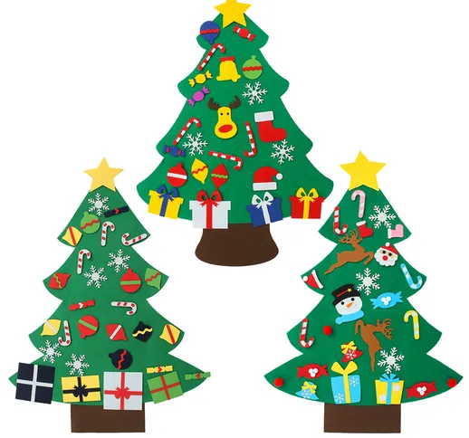 3 tipi di albero di Natale in feltro fai da te con ornamenti Regalo di Natale Decorazione...