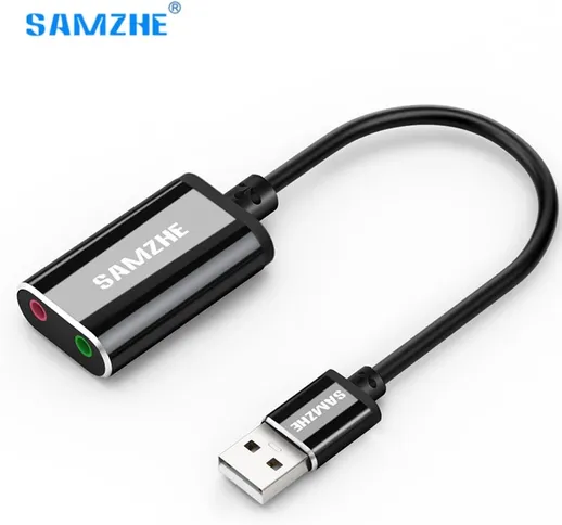 SAMZHE USB Scheda audio esterna Adattatore USB da 3,5 mm USB a Microfono Interfaccia audio...