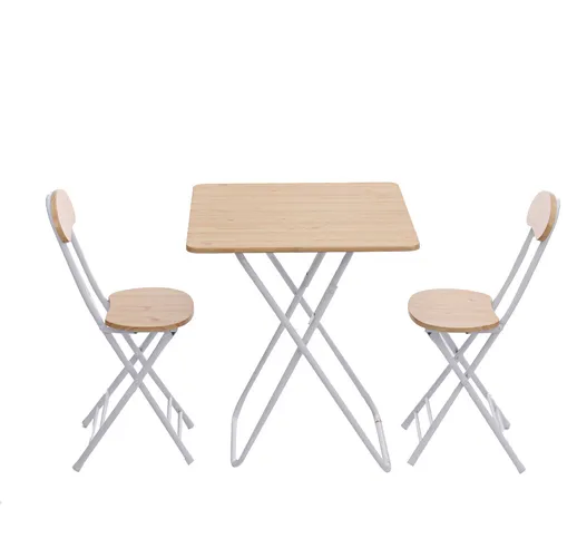 Set di sedie da tavolo pieghevoli 3 pezzi Scrivania da pranzo portatile quadrata allaperto...