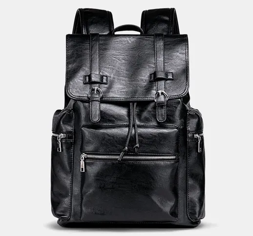 Uomo in ecopelle di grande capacità Business Casual 14 Pollici Laptop Borsa Travel Borsa Z...