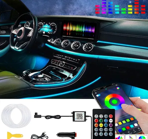 1IN1 2M RGB LED Atmosfera Auto Interno Strisce Luci Ambientali Luce da App Control Neon LE...