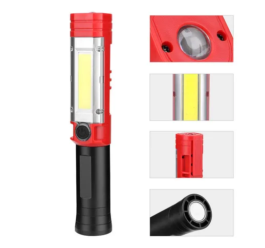 COB luce a led AA Batteria Torcia 4 modalità attrazione magnetica campeggio Caccia emergen...