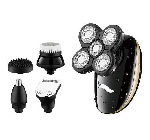 5 in 1 4D rasoio elettrico rotativo ricaricabile calvo testa Rasoio barba Trimmer