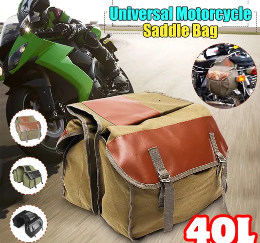 Sella laterale per moto in pelle PU Borsa con 2 tasche grandi Bottoni per tablet per cellu...