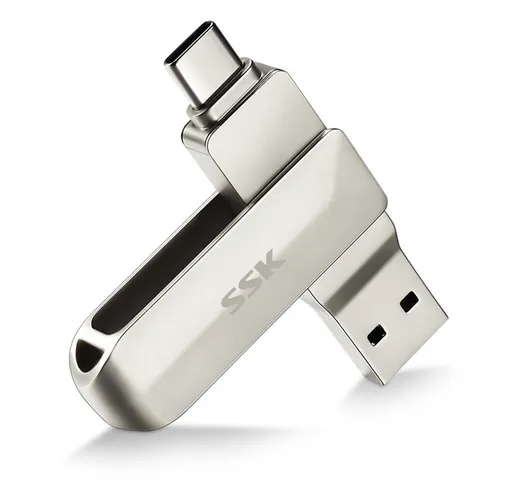 SSK 2 IN 1 Type-C USB 3.0 Flash Drive 360 ° In Lega di Zinco USB Disk 32G 64G 128G 256G Th...