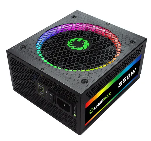 Alimentatore GameMax 850W RGB completamente modulare 80 Plus Gold PSU PFC Silent Fan ATX C...