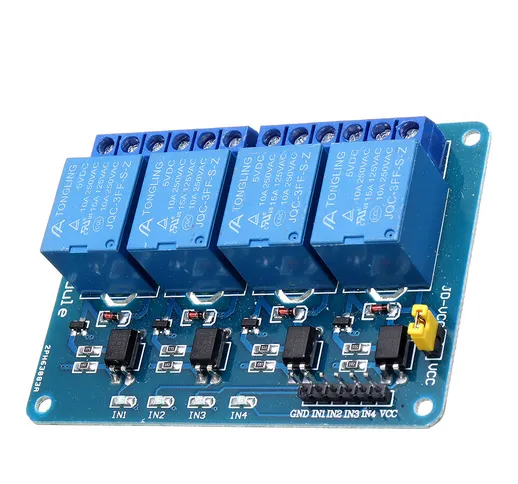 10 pezzi 5V Modulo relè a 4 canali per PIC ARM DSP AVR MSP430 Blu Geekcreit per Arduino -...