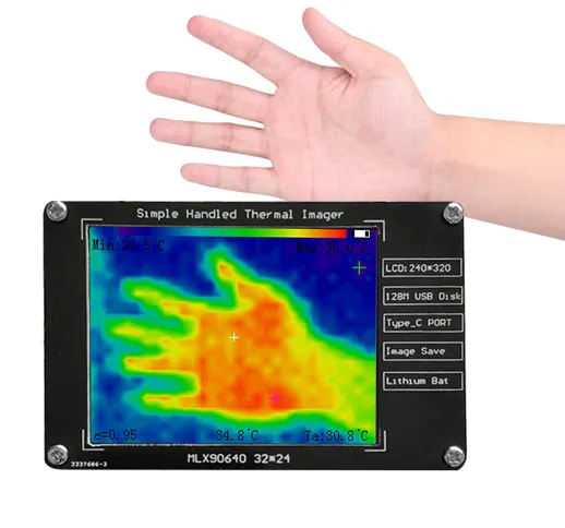 MLX90640 2,8 pollici LCD Display Termocamera 24*32 Sensori a infrarossi portatili Misurazi...