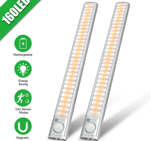 80/120/160 LED Luce notturna per armadio Ricaricabile Sensore di movimento Luce wireless R...