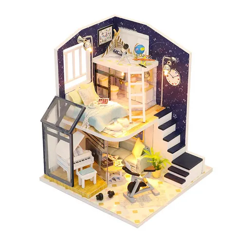 Hoomeda M041 Casa delle bambole fai-da-te Stella splendente con copricapo in miniatura da...
