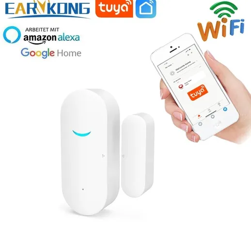 EARYKONG Tuya Smart WiFi Sensore per porte e finestre PIR Rilevatori Wifi Allarme domestic...
