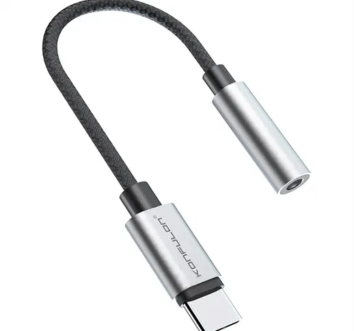 Konfulon Hifi Audio Adattatore audio da USB C a jack per cuffie da 3,5 mm Intrecciato Type...