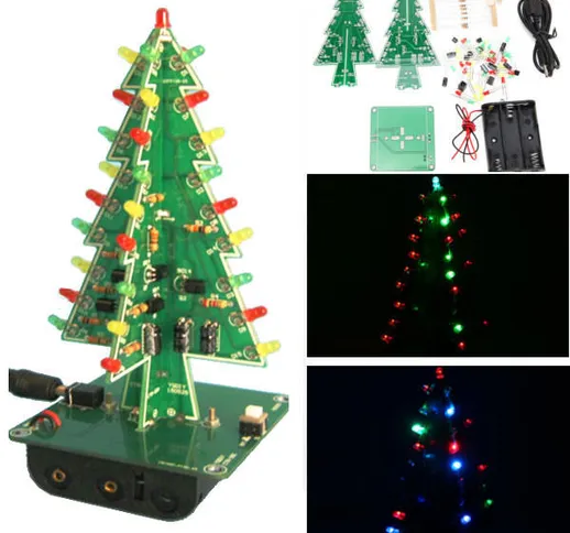 Albero di Natale Geekcreit® 3Pcs LED Kit Flash Kit di apprendimento elettronico a tre colo...