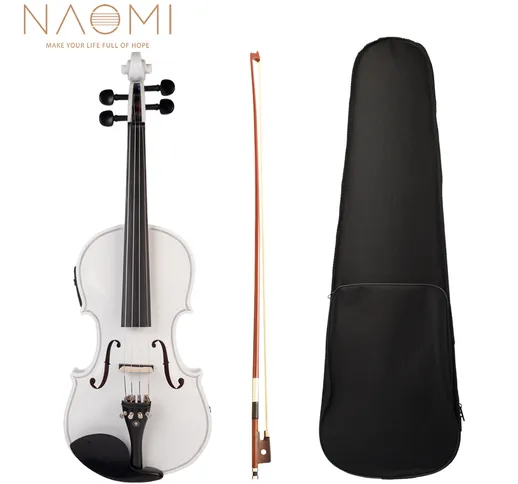NAOMI Set violino acustico con installazione EQ Solidwood 4/4 Violino con arco in legno br...