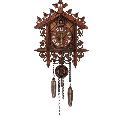 Orologio da parete a cucù in legno Artigianato vintage Orologio da parete altalena