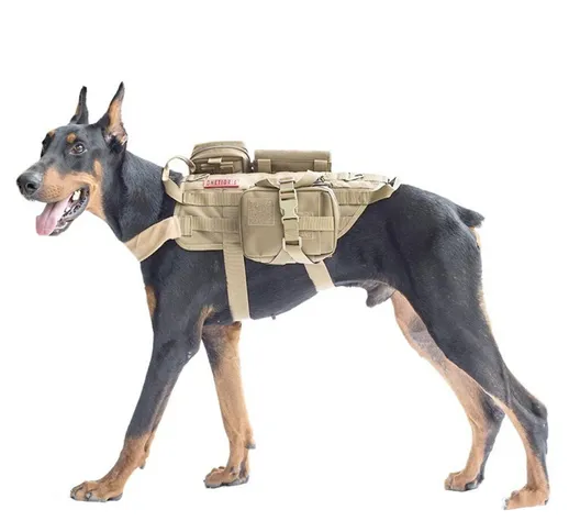 600D Nylon Gilet tattici per cani Vestiti militari per cani con contenitore Borsa Imbracat...