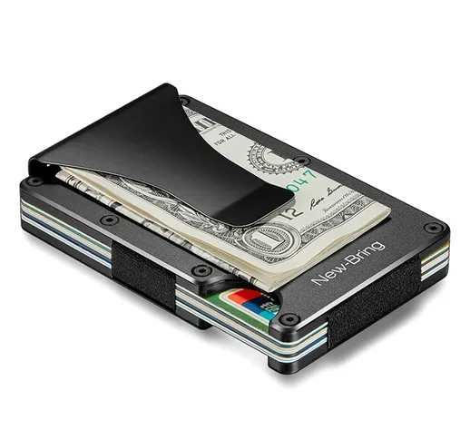 Porta carte di credito New-Bring in fibra di carbonio Modello Carta ultra sottile Borsa RF...