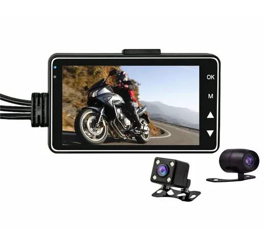 3.0 pollici 1080 HD impermeabile visione notturna della motocicletta doppia fotografica DV...