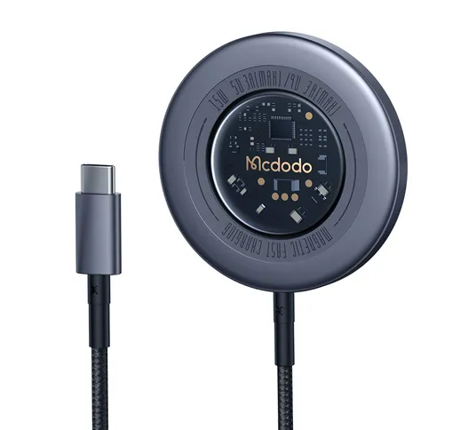 Mcdodo 15W Caricabatterie Wireless Magnetico Trasparente per iPhone 12-14 Serie Ultra Sott...