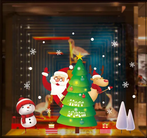 Miico XL893 Adesivo natalizio Adesivo decorativo per la casa Adesivo per finestre e pareti...