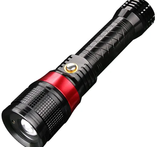SKYFIRE SF-246 T6 Zoomable rotante 18650 Batteria Torcia rossa Laser Ricarica USB lampada...