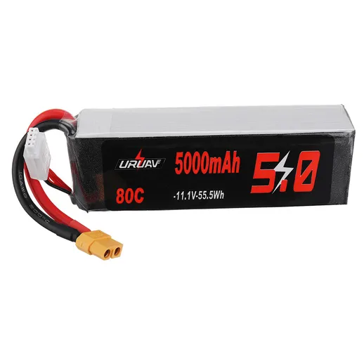 Spina URUAV 11.1V 5000mAh 80C 3S Lipo Batteria XT60 per auto RC Quadcopter