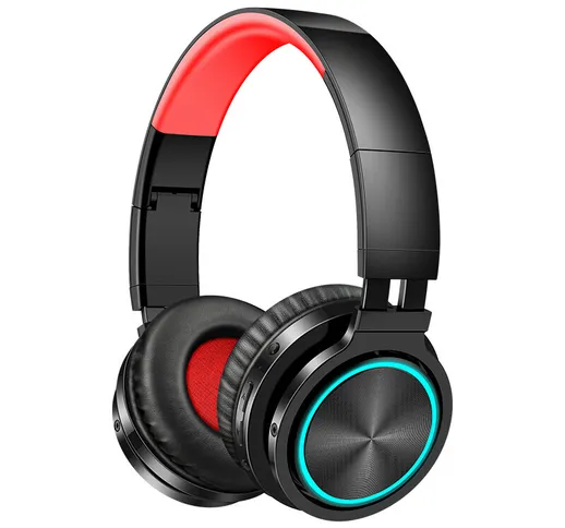 Picun B12 Cuffia pieghevole Bluetooth 5.0 5.0 Cuffie RGB leggere per bassi potenti con con...