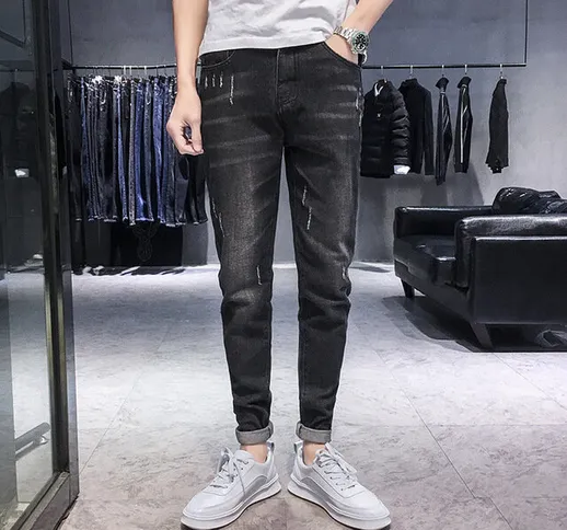 Season New Elastic Uomo Jeans Casual Sottile Feet Pantaloni Trend Uomo lungo Pantaloni