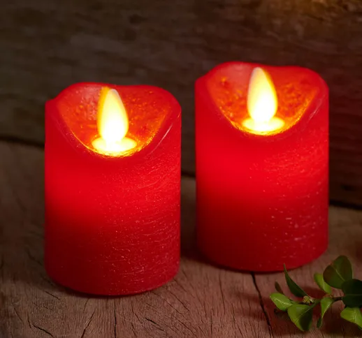 Set 2 candele LED mini Sara, rosso, Ø 5cm, 7cm