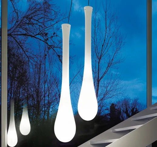 Lampada a sospensione vetro Lacrima Ø 25 cm bianco