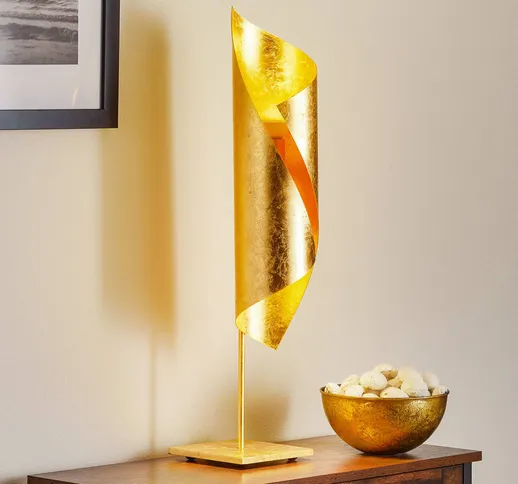  Lampada da tavolo Hué alta 70 cm con oro in foglia