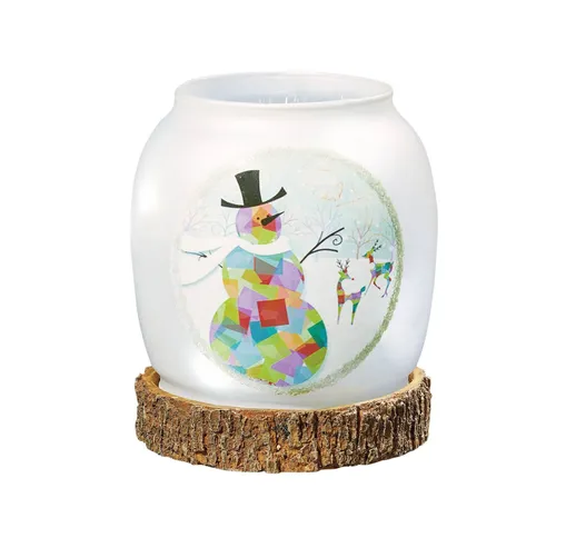  Vaso di vetro LED pupazzo di neve a batteria