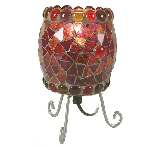 Lampada da tavolo Enya mosaico di vetro rosso