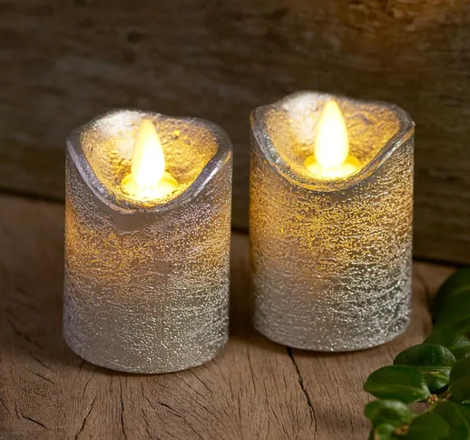 Set 2 candele LED mini Sara, argento, Ø 5cm, 7cm