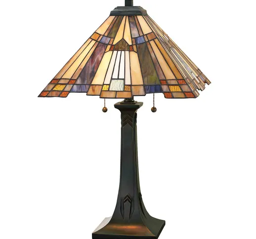 Lampada da tavolo Inglenook con vetro colorato