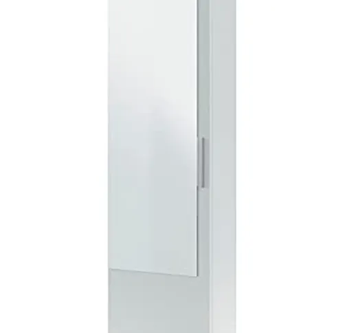 Dmora Mobile scarpiera con Un Anta Battente a Specchio, Colore Bianco Lucido, cm 50 x 180...