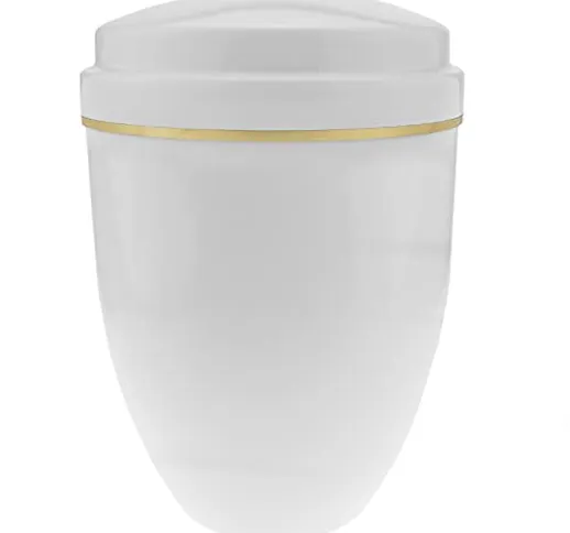 PrimeMatik - Urna per Ceneri crematoria Memoria funebre Vaso di Metallo Bianco 160x225 mm