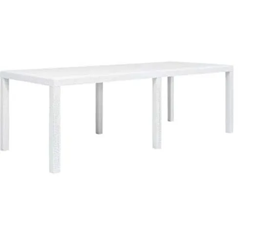 Tomaino Tavolo da Giardino allungabile in plastica Rattan 150/220 x 90 x 72h cm (Bianco)