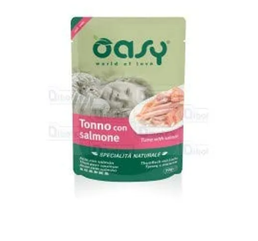 Oasy Specialità Naturale - Tonno con Salmone - Umido per Gatti in Busta 70 Gr