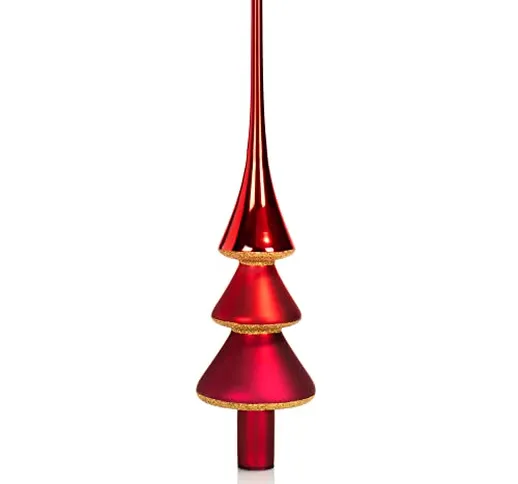 com-four® Albero di Natale Pizzo Lucido - Albero di Natale Pizzo in Vetro Vero per Natale...