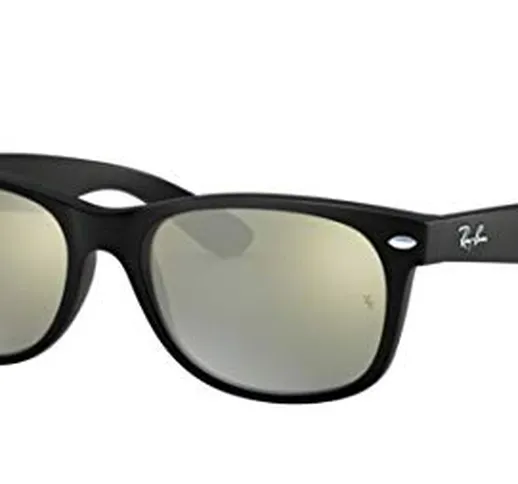 ray-ban RB2132 New Wayfarer occhiali da sole unisex Rubber Black Frame/Green Mirror Silver...