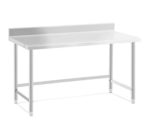 Royal Catering RCAT-150/70-SPS - Tavolo in acciaio INOX, 150 x 70 cm, portata 93 kg, in ac...