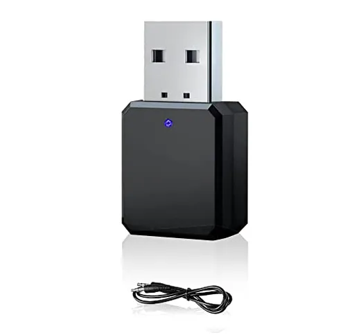 SKJJL Adattatore Bluetooth 5.1, Ricevitore Bluetooth USB 5.1 con Cavo Audio da 3.5 mm, Ric...