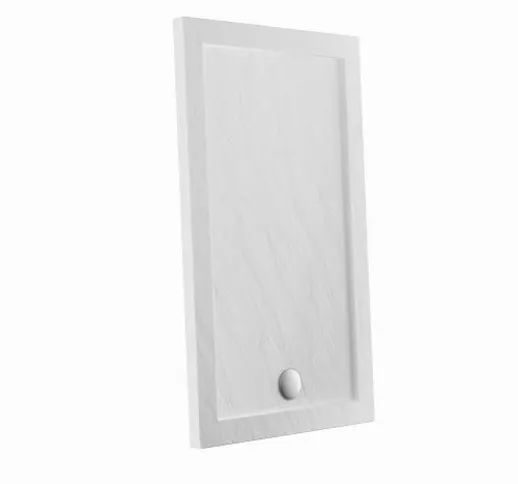 Piatto Doccia 70x170cm Altezza 4cm Effetto Pietra Bianco Acriilico Bordato Piletta di Scar...