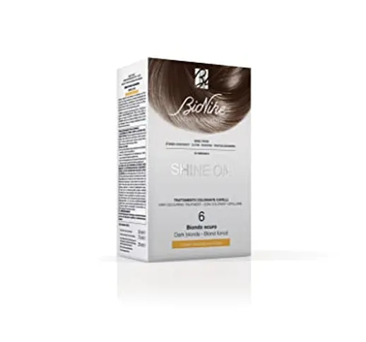 BioNike Shine On Kit Trattamento Colorante Capelli N.6 Biondo Scuro - Crema 50 ml, Rivelat...
