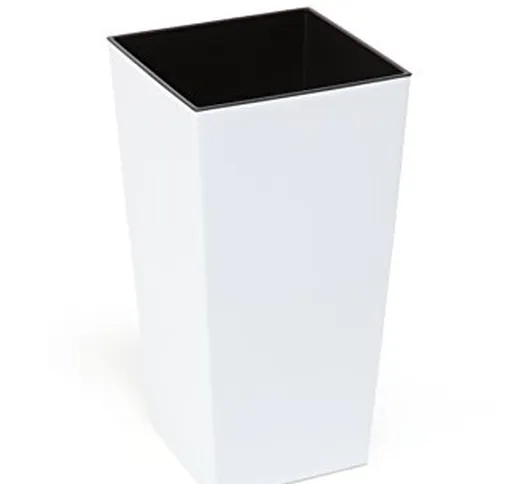 KREHER, vaso in plastico con design XXL, bianco lucido, con inserto estraibileDimensioni:4...