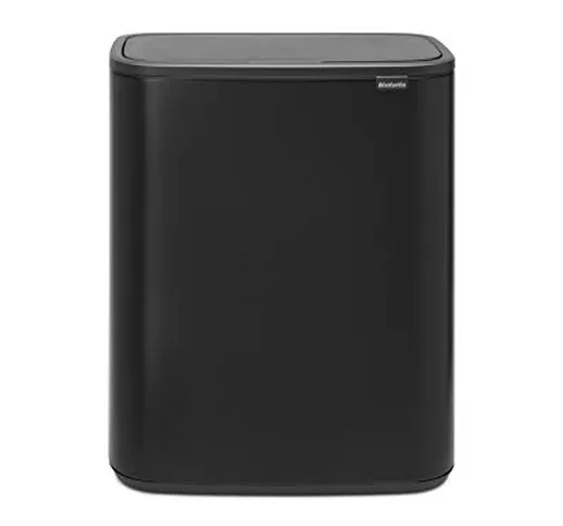 Brabantia Bo Touch Bin Pattumiera, Metallo, Nero Opaco, 2 x 30 Litri